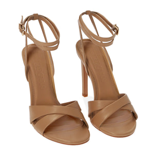 Sandali beige con cinturino, tacco 10,5 cm