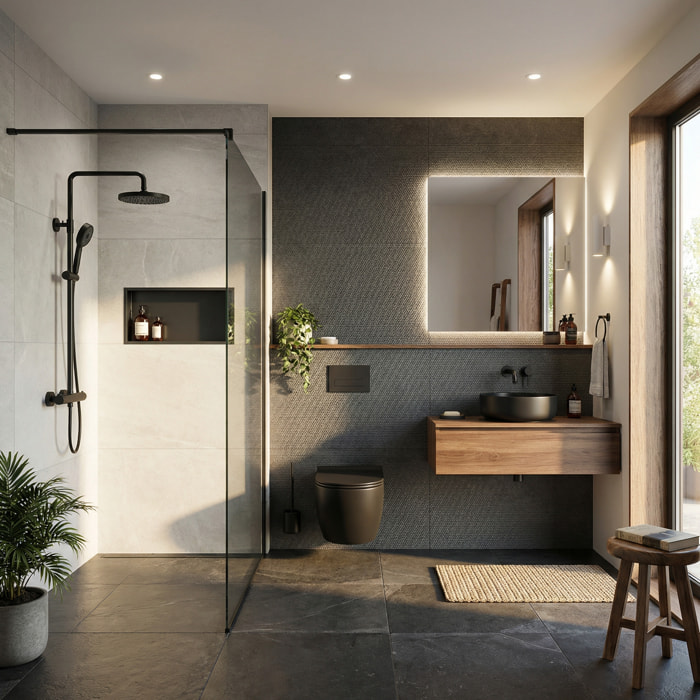 PixL WC suspendu en céramique Tornado Quiet Flush, fixations invisibles + abattant Soft-Close, Noir mat (CEPX010RTORPBKM)