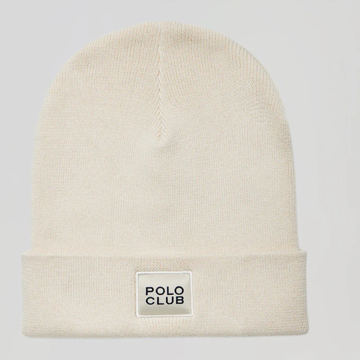 Gorro beige de lana unisex con detalle Polo Club