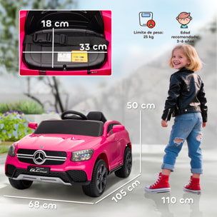 Coche Eléctrico para Niños Mercedes-Benz GLC, Coupé Coche de Batería 12V con Mando a Distancia 2,4 G Motor Doble Arranque Progresivo 3â€“5 km/h Uso 80 Min MP3 Bocina y Faros LED 3-6 Años Rosa