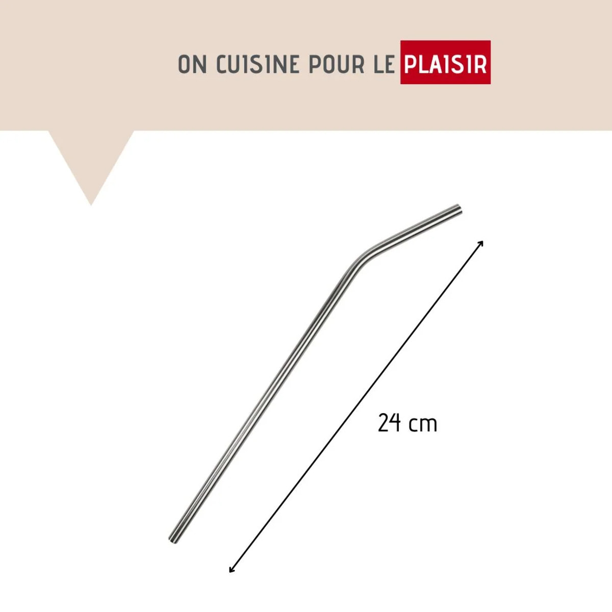 Lot de 4 pailles incurvées en inox avec goupillon 24 cm Fackelmann Bar Concept