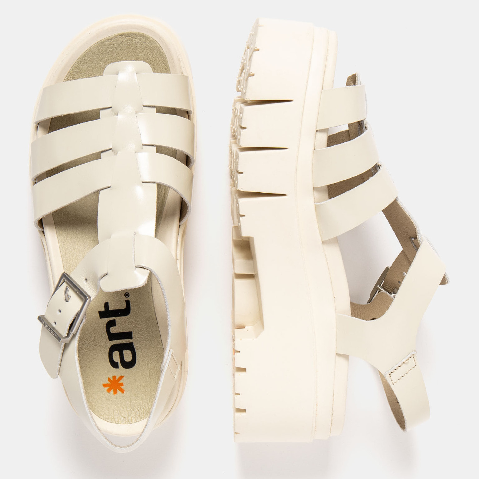 Sandalias 2042 NAPPA SHINNY CREAM / LEEDS color Cream