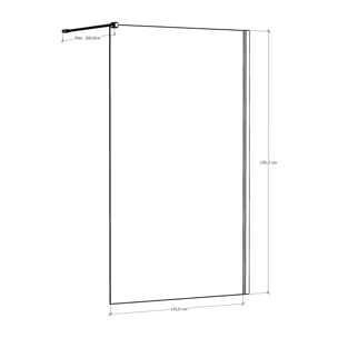 Mampara de Ducha | Panel Fijo | 110 X 195 cm | Perfil Dorado | Cristal Templado con Espesor de 8mm| Tratamiento Antical | Alday