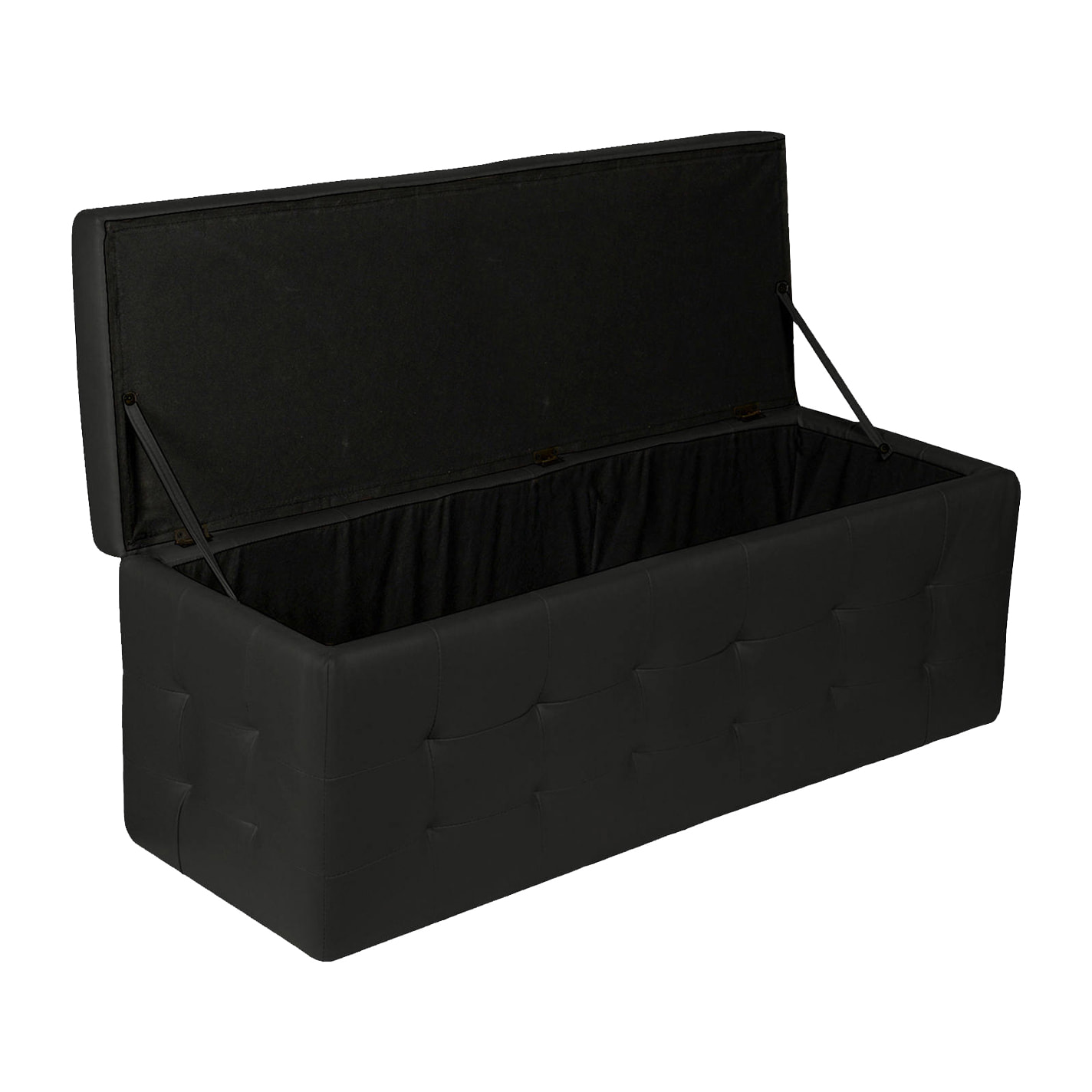 Pouf- contenitore in ecopelle, colore nero, Misure 140 x 47 x 45 cm