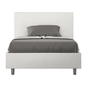 Letto una piazza e mezza contenitore imbottito 120x190 similpelle bianco Adele