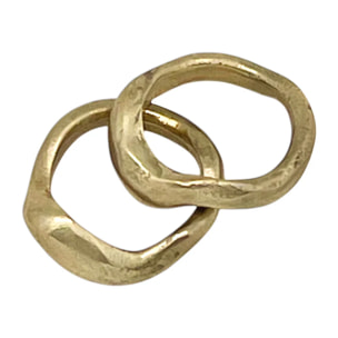 Pareja de anillos Aguas mixtas plata 10µ y chapado dorado