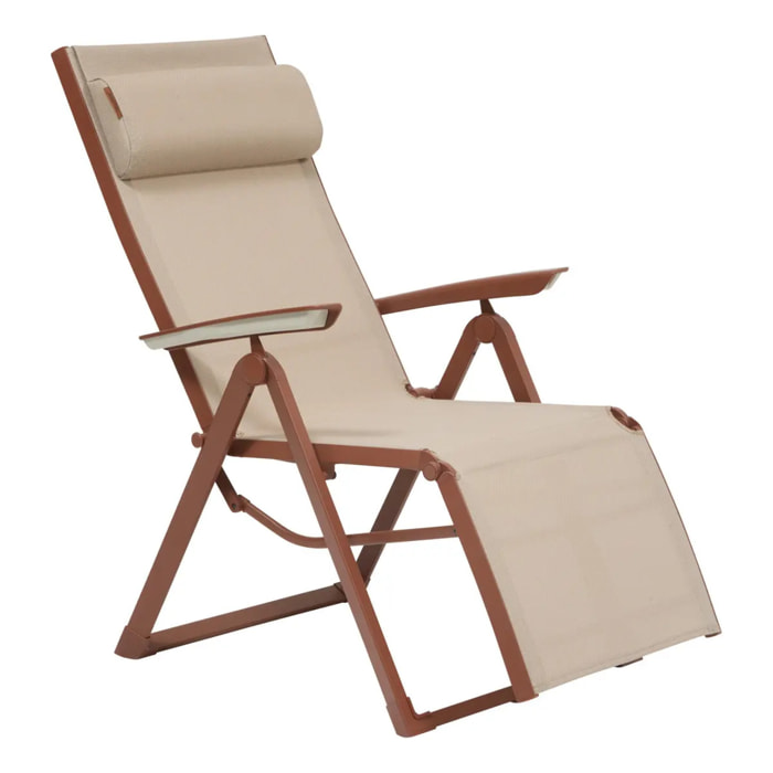 Fauteuil de jardin Decima beige lin/acajou