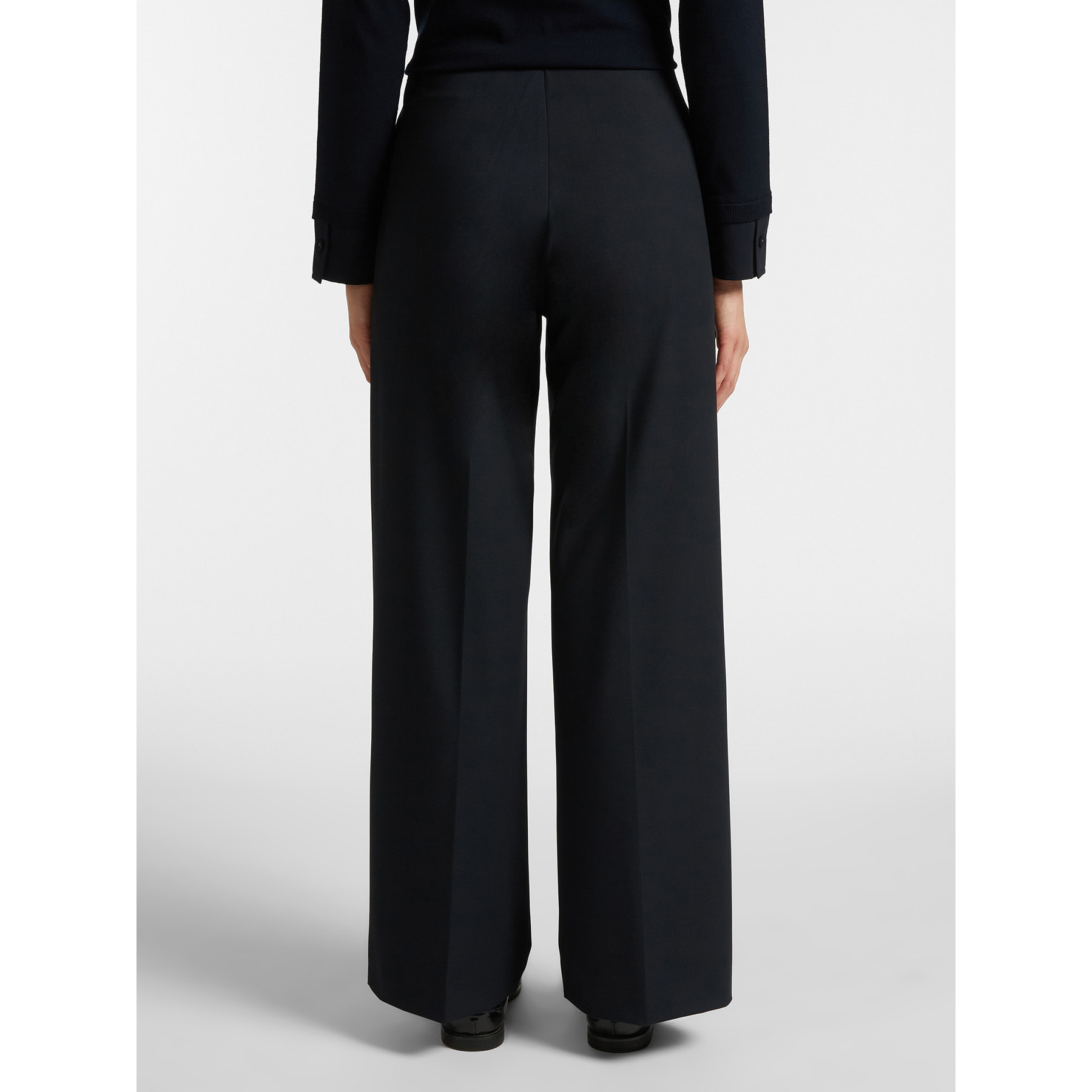 Elena Mirò - Pantaloni gamba larga con zip sul fianco - Blu