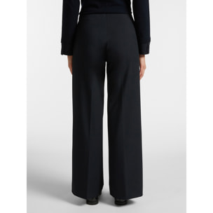 Elena Mirò - Pantaloni gamba larga con zip sul fianco - Blu