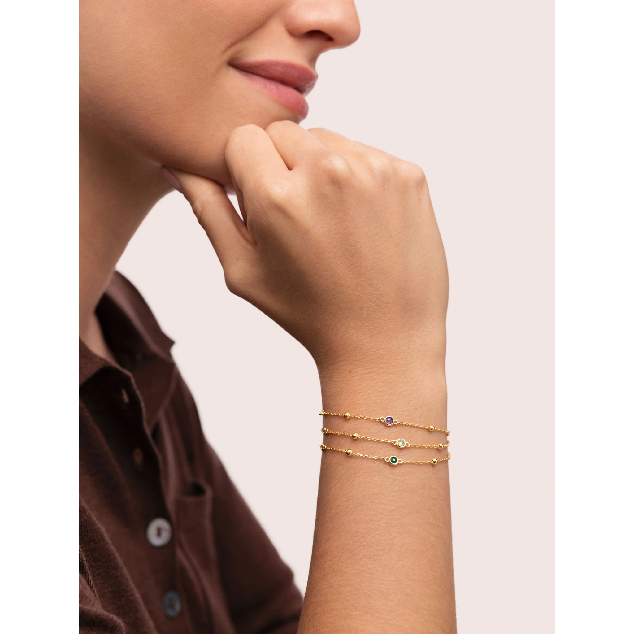 Bracciale Birthstone Argento Placcato Oro
