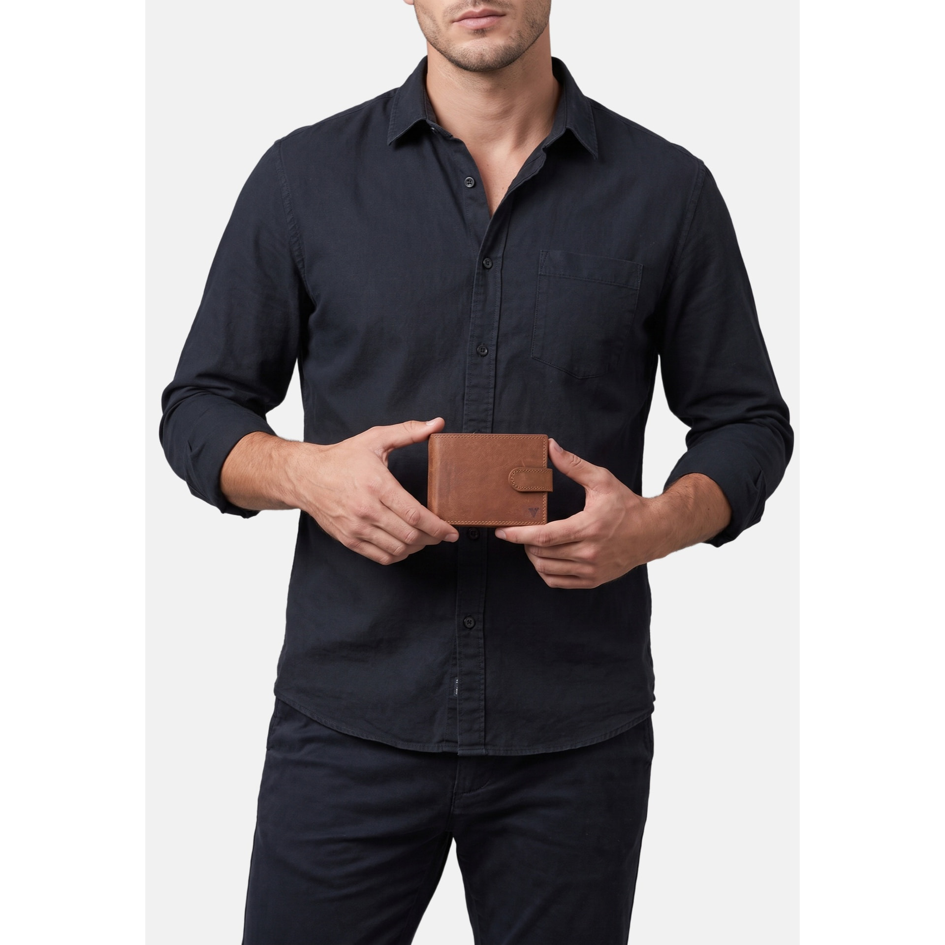 Portafoglio uomo in vera pelle - Modello False - Casual - 9.5 x 12.0 x 2.5 cm