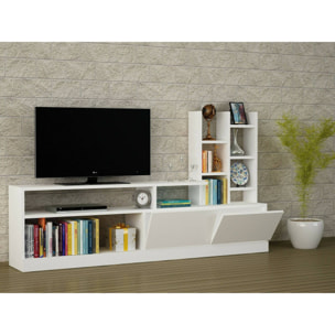 Mobile porta TV Dbrignol, Credenza da soggiorno, Armadio basso per TV, Base parete attrezzata, 164x25h91 cm, Bianco