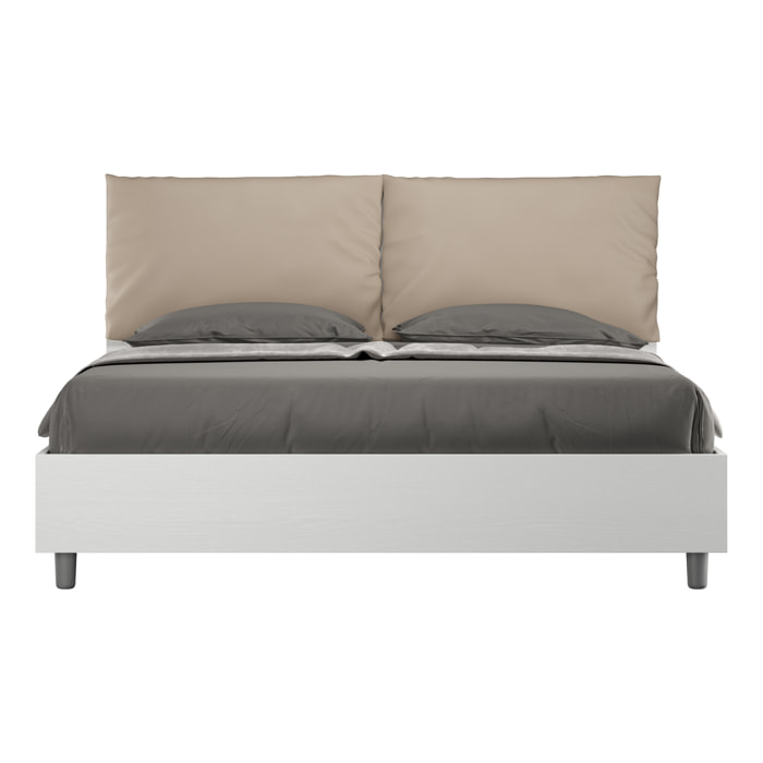 Cama sin somier 160x190 con cojines cuero sintético gris paloma Egos Antea