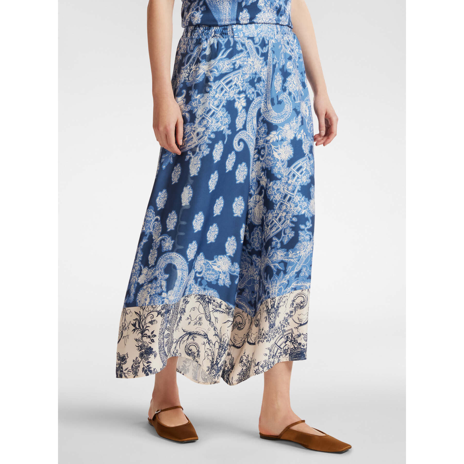 Elena Mirò - Pantalón ancho estampado - Azul