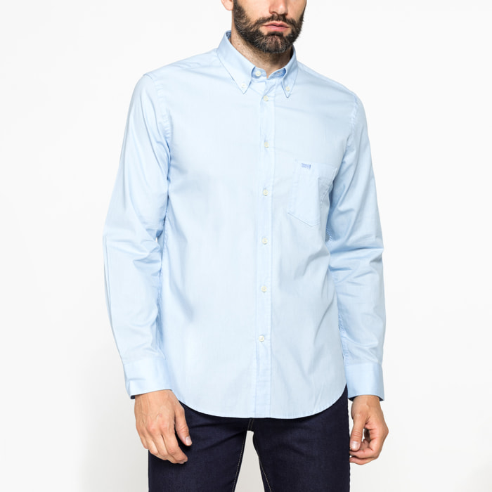 CAMICIA FANTASIA TINTO FILO CON COLLO BUTTON-DOWN