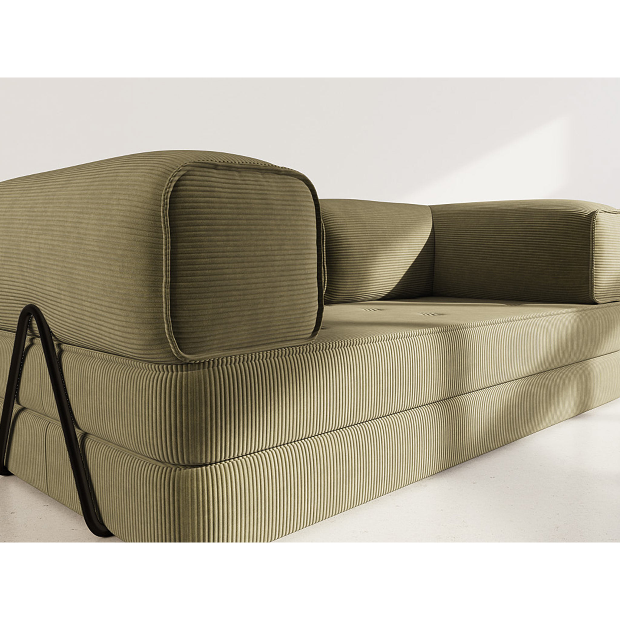 Poppy - canapé 3 places convertible en velours côtelé - Vert