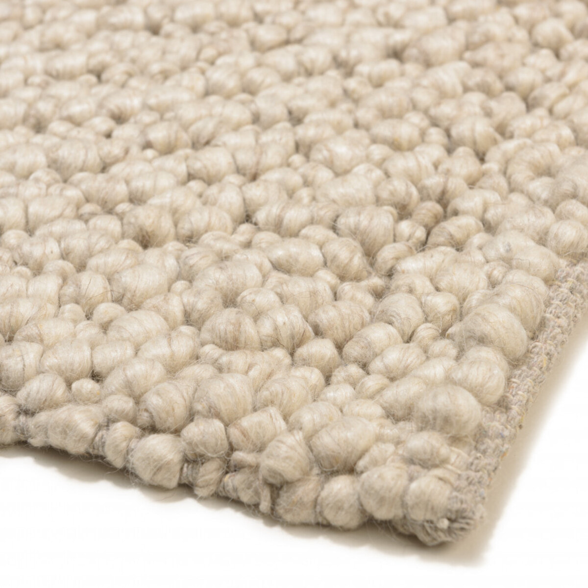 QUENTIN - Tapis rectangulaire 160x230cm en laine bouclée couleur beige