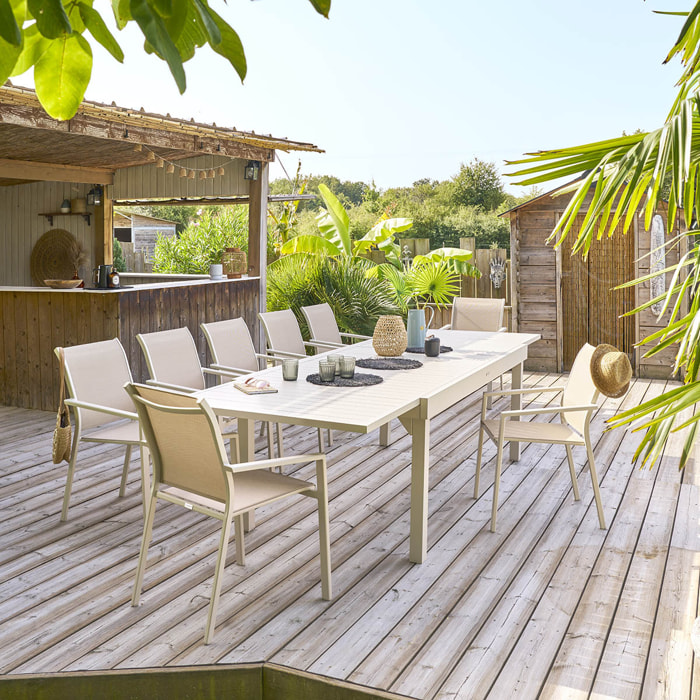Table de jardin extensible "Piazza" argile 12 places en aluminium traité en epoxy