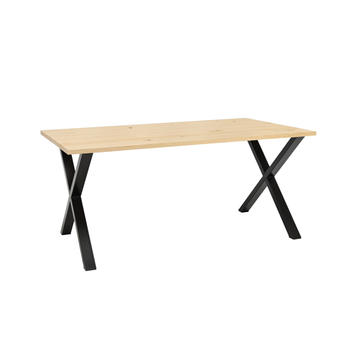 Table en bois massif ton naturel et noir de différentes tailles