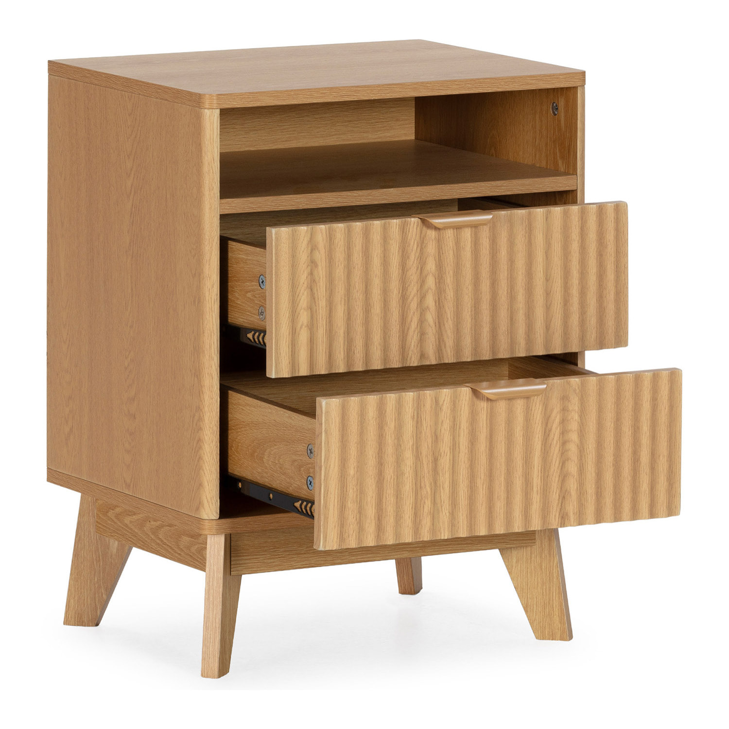 Mesita de noche Oporto 2 cajones 1 hueco efecto Roble