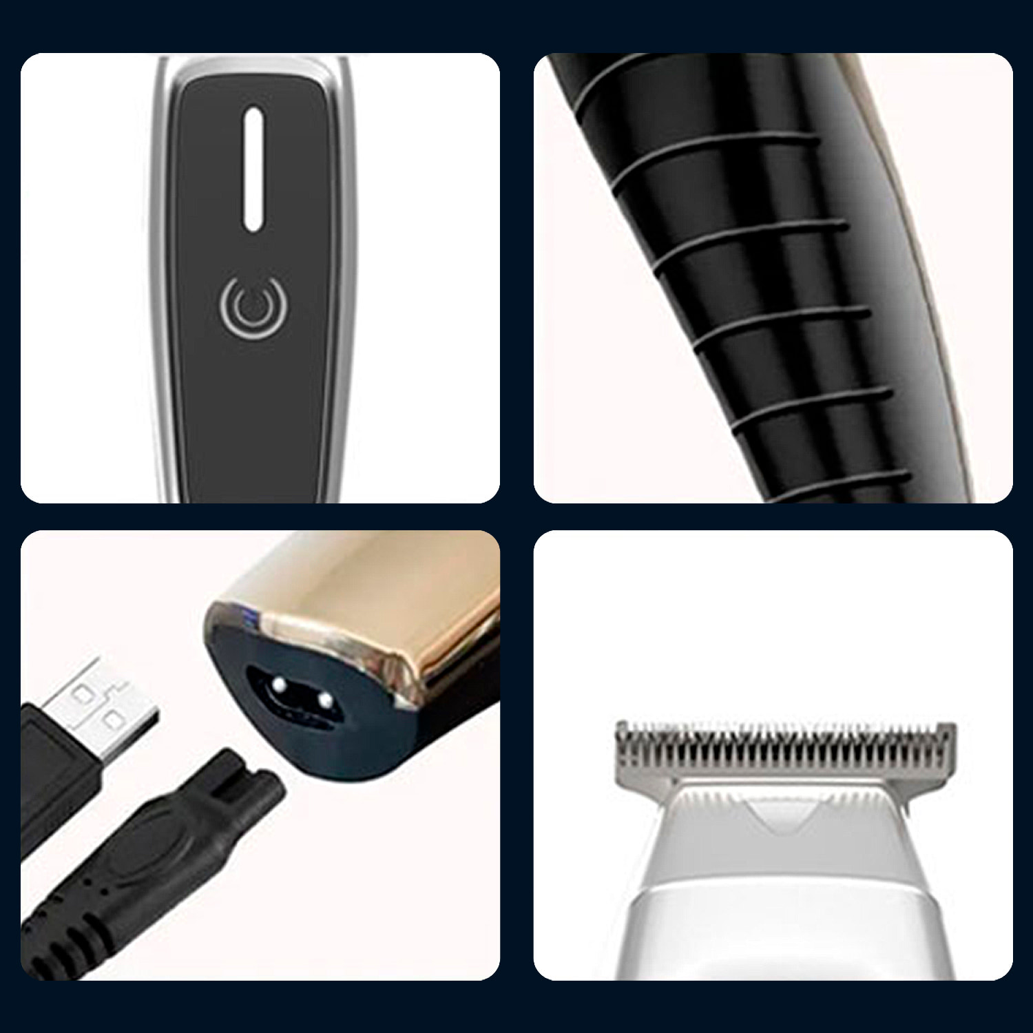 Maquinilla cortapelo con pantalla digital y batería recargable con 2 velocidades y luz. Incluye 3 cabezales intercambiables.