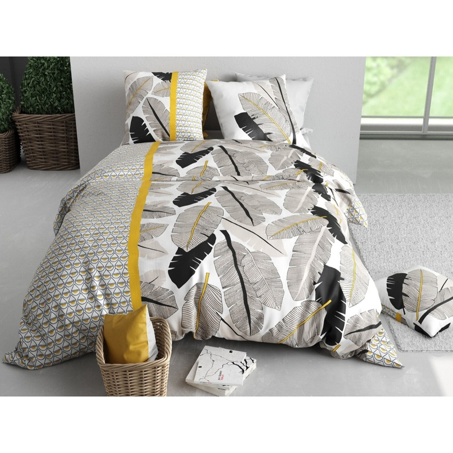 Parure housse de couette imprimée + 2 taies Palmora