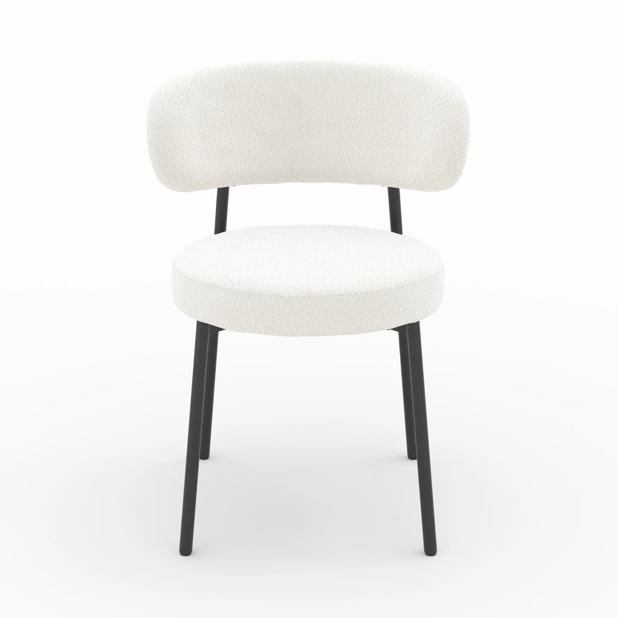 Lot de 2 chaises en tissu bouclé blanc cassé et pieds noirs - Maëlie