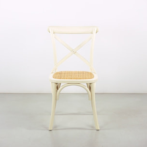 Sedie sala da pranzo in legno e rattan stile shabby avorio - Cross