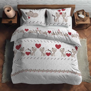 Parure copripiumino gattini beige 100% cotone