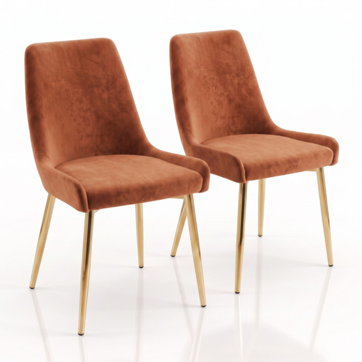 Sedia Imbottita in Effetto Velluto con Gambe Oro, Design Moderno ed Elegante per Sala da Pranzo, Cucina, Soggiorno, Studio e Ufficio