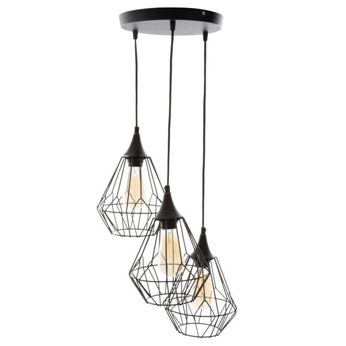 Suspension filaire "Kaore" métal noir D25cm