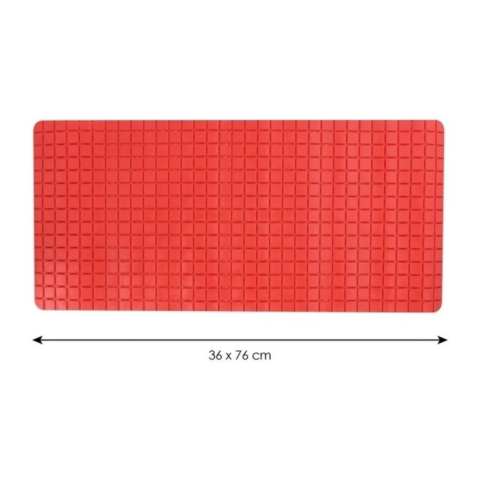 Tapis Fond de baignoire antidérapant Caoutchouc QUADRO 36x76cm Rouge MSV