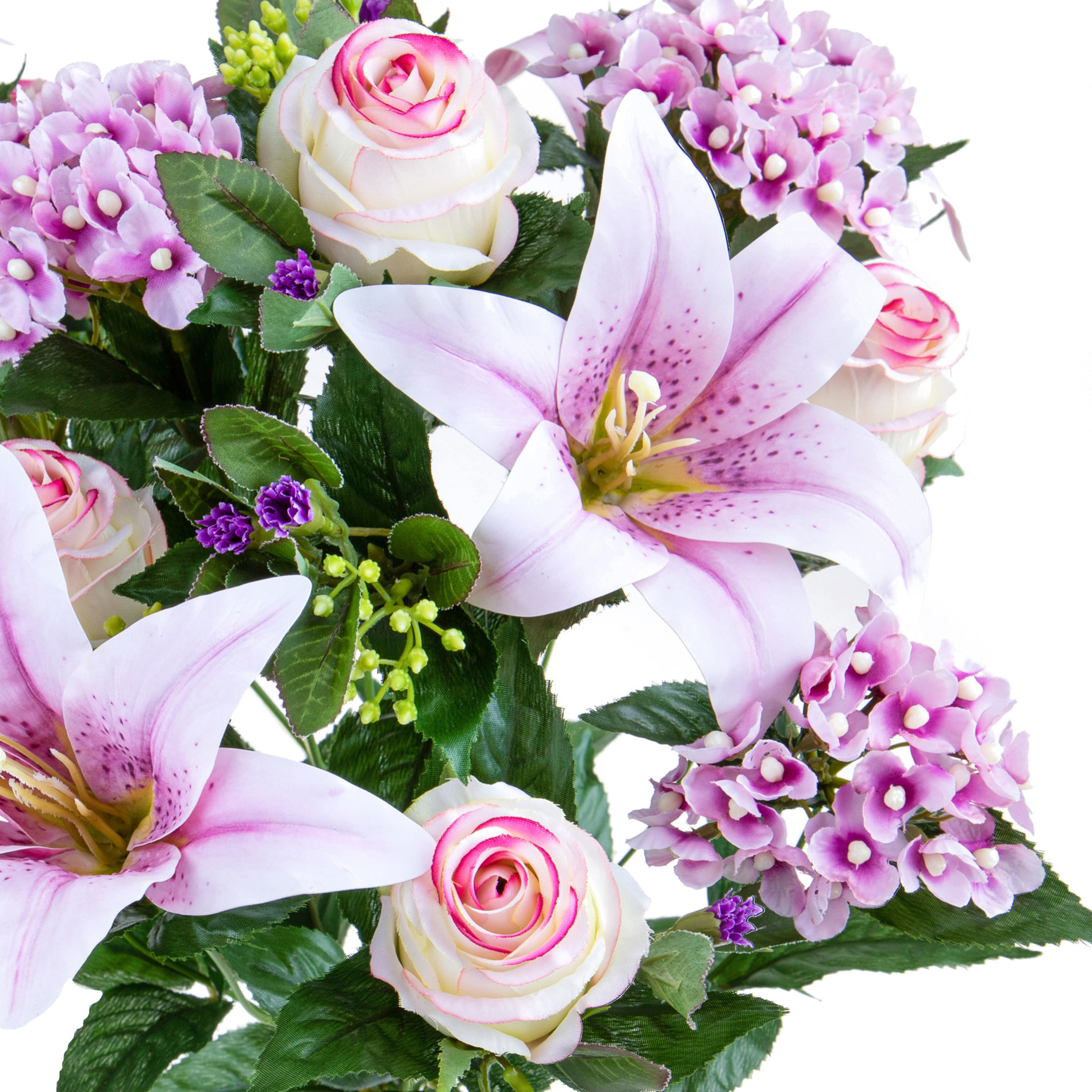 Bouquet Lilium/Achillea 50 Cm - Pezzi 1 - 18X50X18cm - Colore: Rosa - Bianchi Dino - Fiori Artificiali