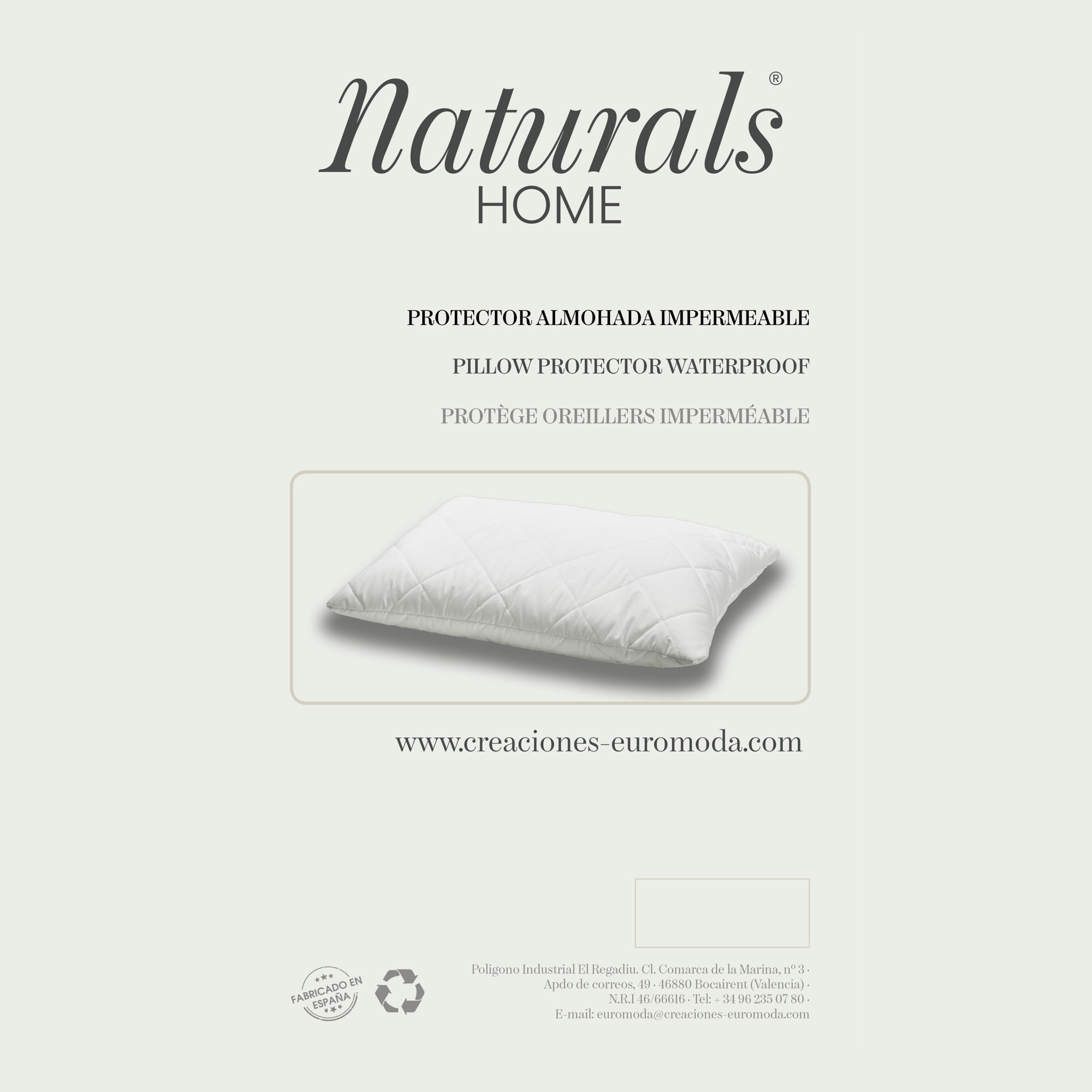 Naturals - Protector funda de Almohada - Acolchado - Impermeable - Naturals
