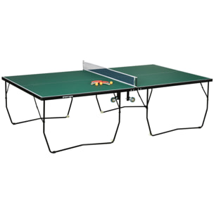 Mesa de Ping Pong Plegable para Interiores y Exteriores Mesa de Tenis Profesional Tamaño Estándar con Red Paletas 3 Pelotas 274x152,5x76 cm Verde