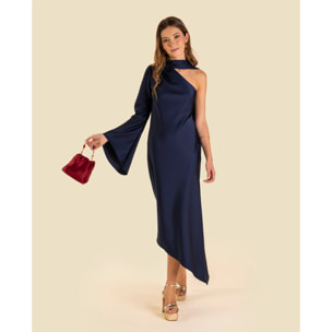 Vestido midi asimétrico con manga larga