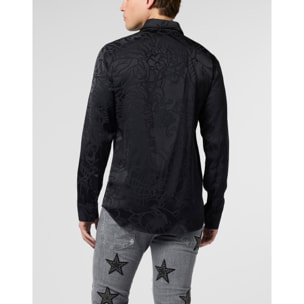 PHILIPP PLEIN Loose Fit Silk Shirt Dragon Skull