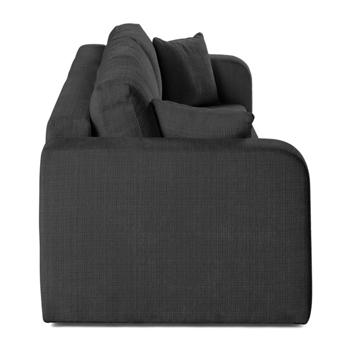 Miro - canapé droit 3 places - convertible avec coffre - en velours texturé - Gris Anthracite