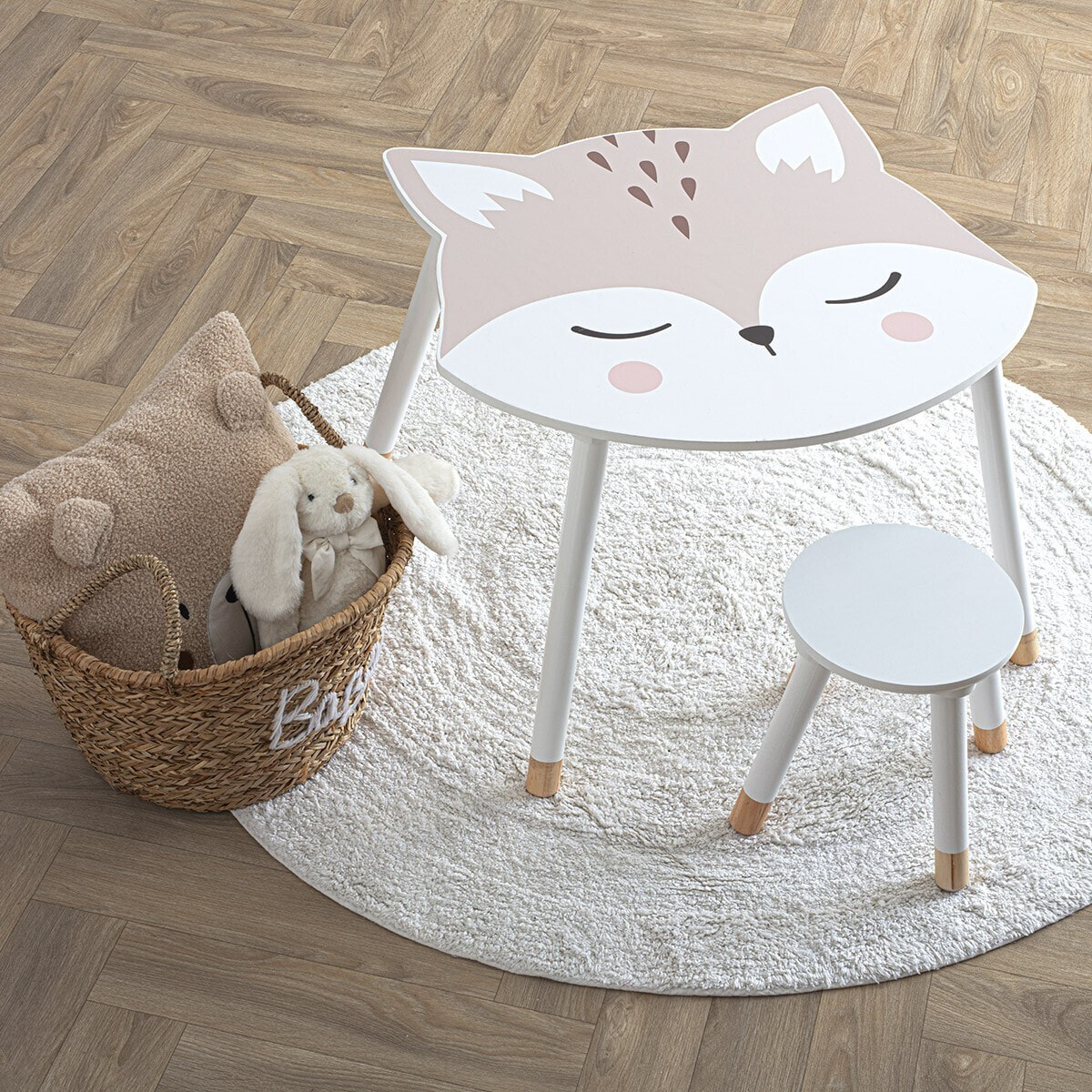 Table enfant "Douceur" renard blanc 62x64cm