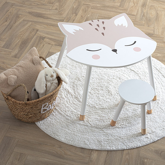 Table enfant "Douceur" renard blanc 62x64cm