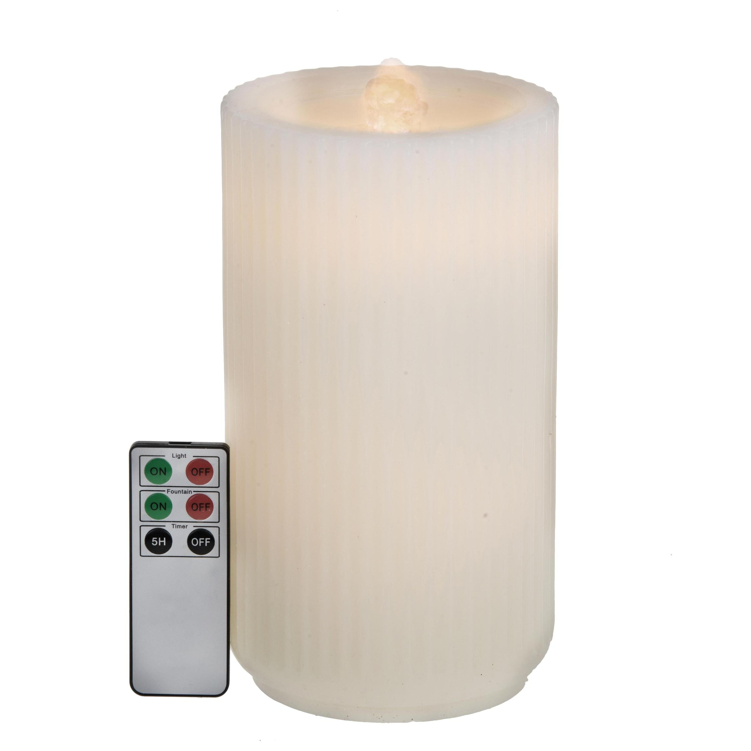 Candela Con Fontana E Led. Altezza 20 Cm - Pezzi 1 - 11X20X11cm - Colore: Bianco - Bianchi Dino - Candele