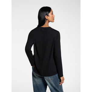 Elena Mirò - Blusa bimateria estampada - Azul