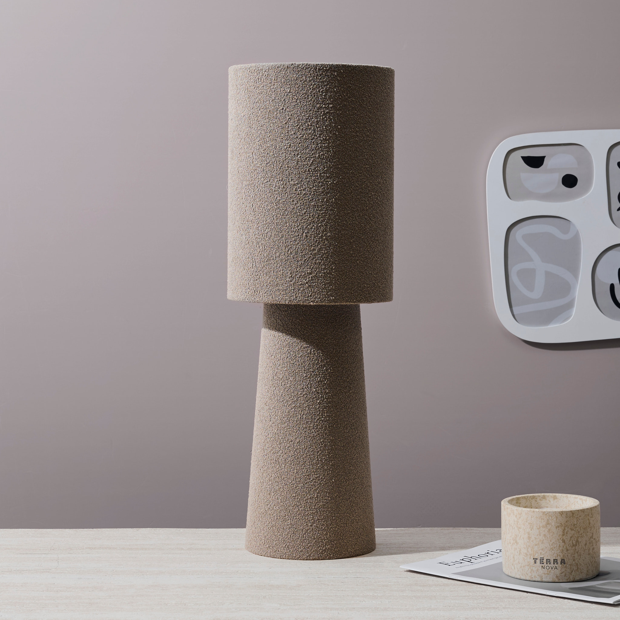 Lampe - HOME DECO FACTORY - Velours - Taupe - Gris