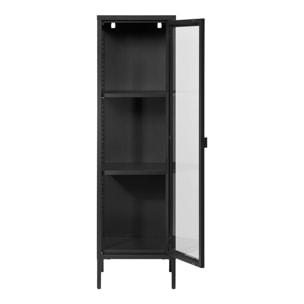 Vetrina Brisbane Slim con 1 anta in vetro, acciaio nero 40×35×140 cm