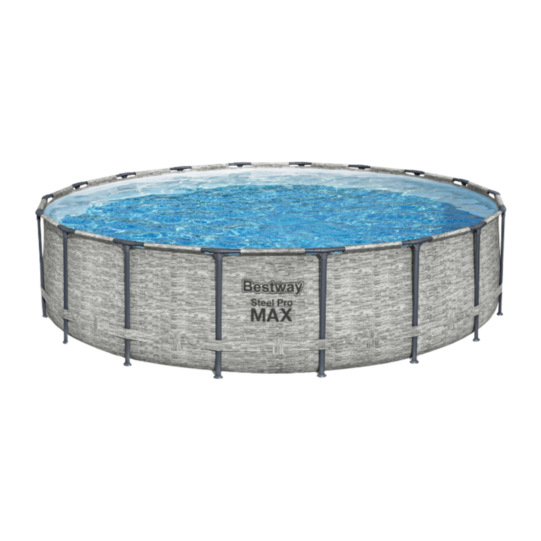 Bestway Piscine hors sol - Ronde - Steel Pro Max - Décor pierres - 549 x 122 cm