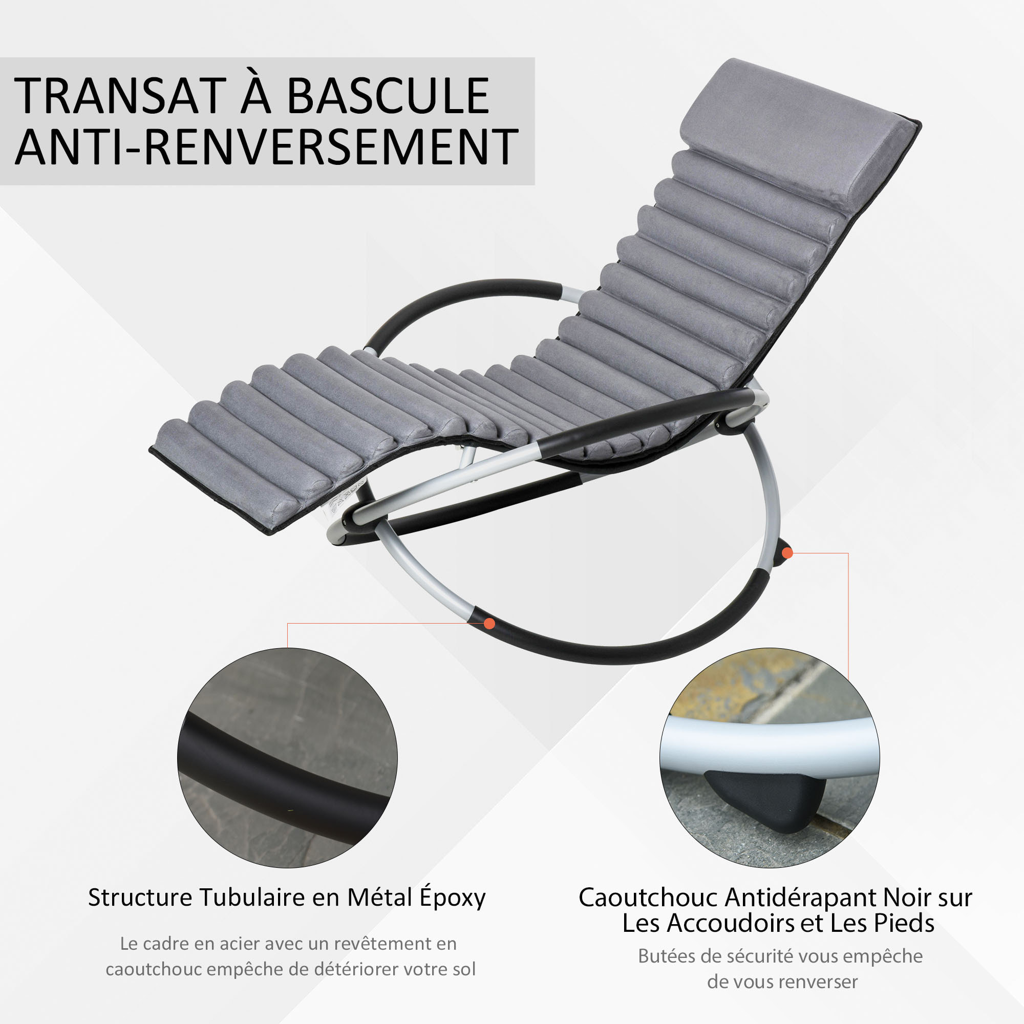 Chaise longue à bascule pliable rocking chair design contemporain