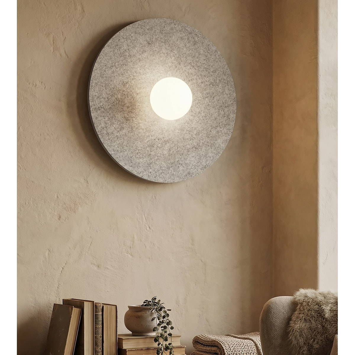 Lampada da parete Calma in acciaio e feltro grigio