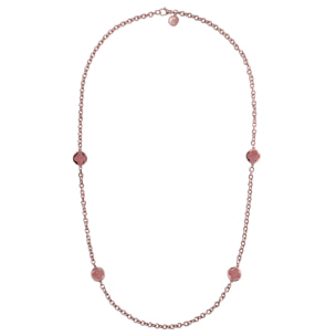 Collana Catena Rolo con Station Quadrifoglio in Pietra Naturale Quarzite Rossa