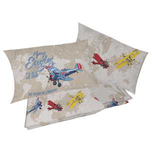 Completo letto aerei rosso 100% cotone