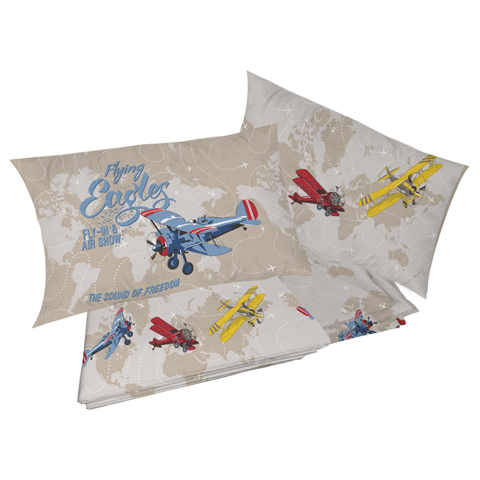 Completo letto aerei rosso 100% cotone